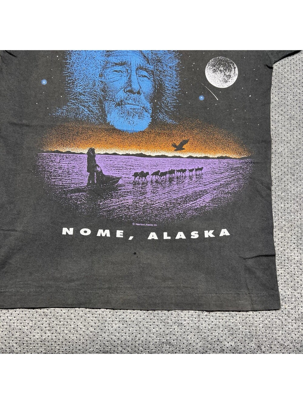 Vintage 1990s Nome Alaska Nature Snow Wolves T-Shirt Medium Rare Men’s Black - Picture 4 of 7